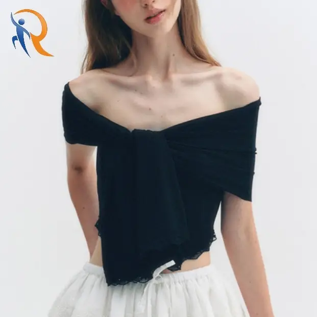 OFF SHOULDER LACE TIED T-SHIRTS 1