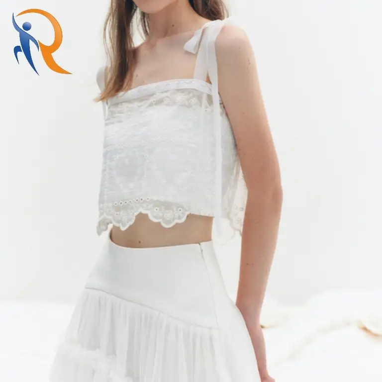 LACE-EMBROIDERED RIBBON SLEEVELESS TOP 1
