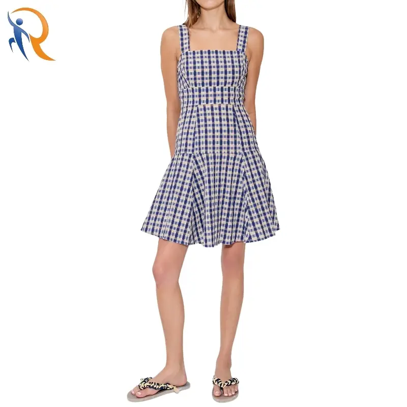 Vintage Washed Cotton Check Sleeveless Dress 1