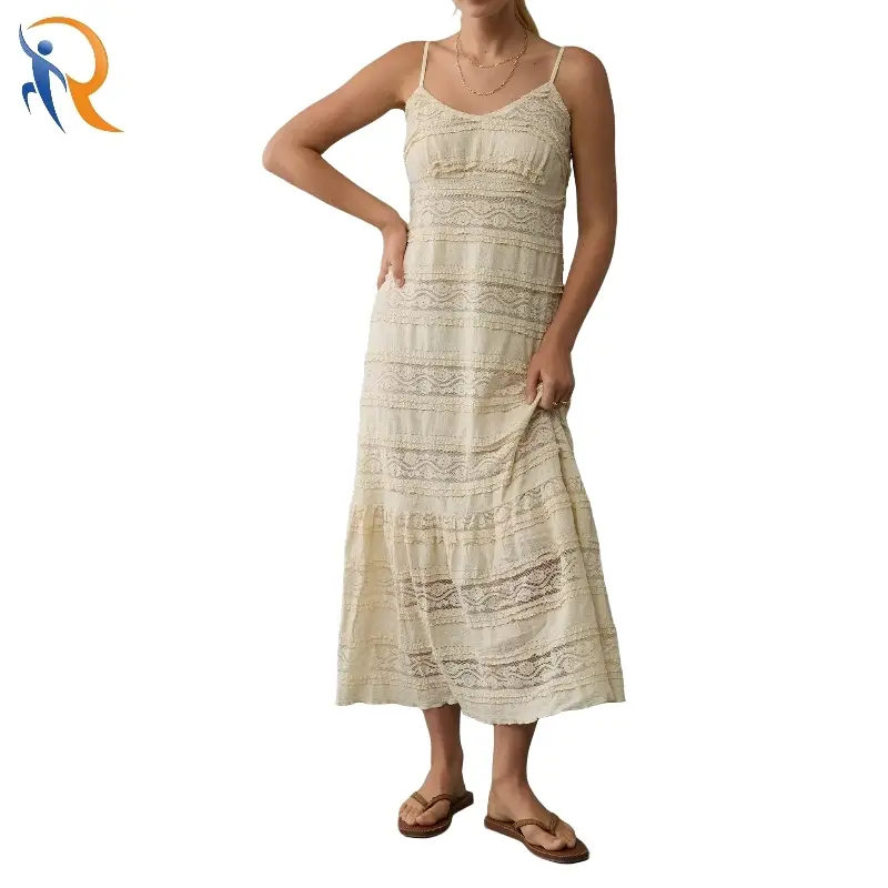 Spaghetti Shoulder Strap Lace Midi Dress 1