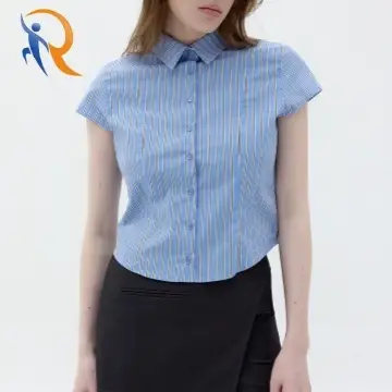 STRIPED SLIM FIT CAP SLEEVES SHIRT 1