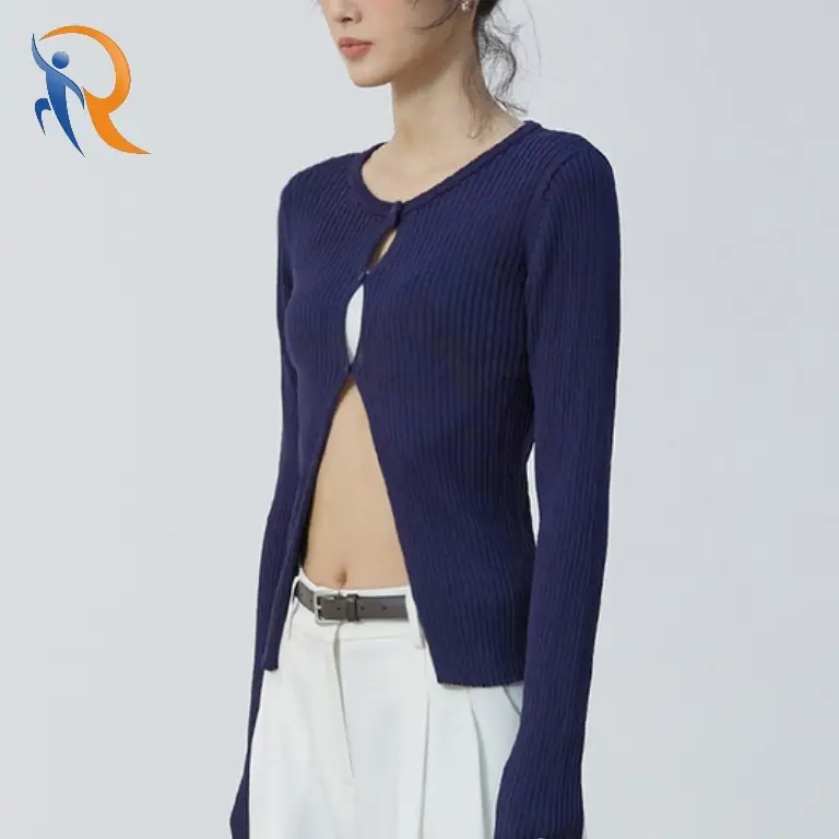 SOFT RIBBED KNIT CARDIGAN NAVY 1