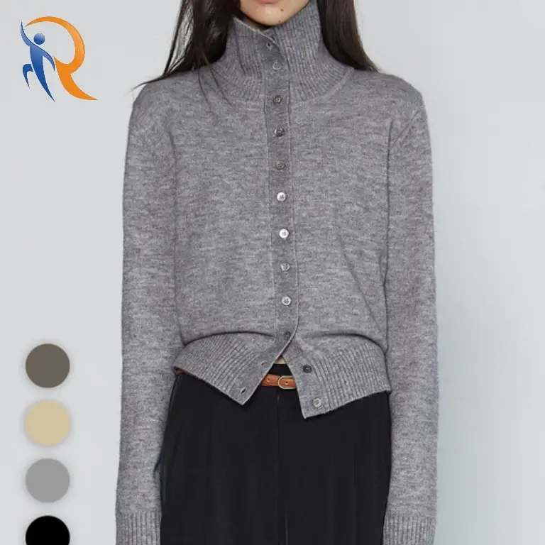 HIGH NECK BUTTON CARDIGAN 1