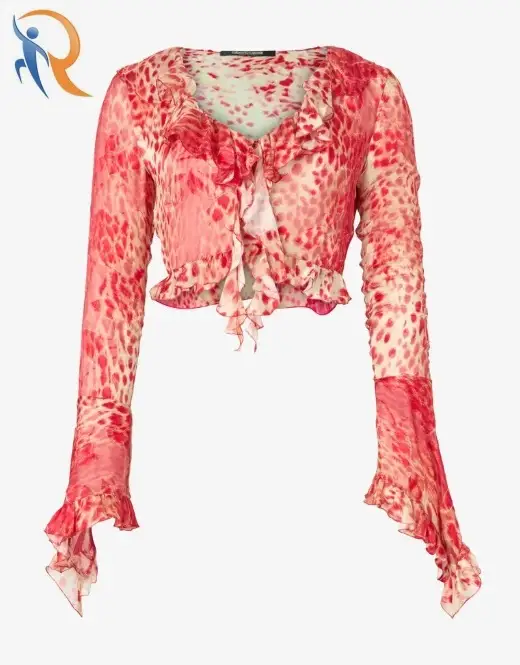 Crop Top With Ruffle And Jaguar Skin Print 1