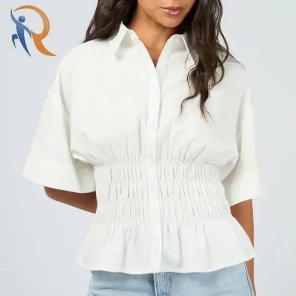 TIMELESS SHIRRED TOP WHITE 1