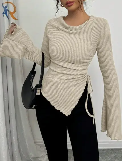 Women's simple T-shirt, comfortable casual top, fashionable and versatile, slimming 1