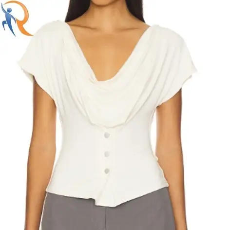 Short-Sleeve Top for Women Cotton Blend Tee 1