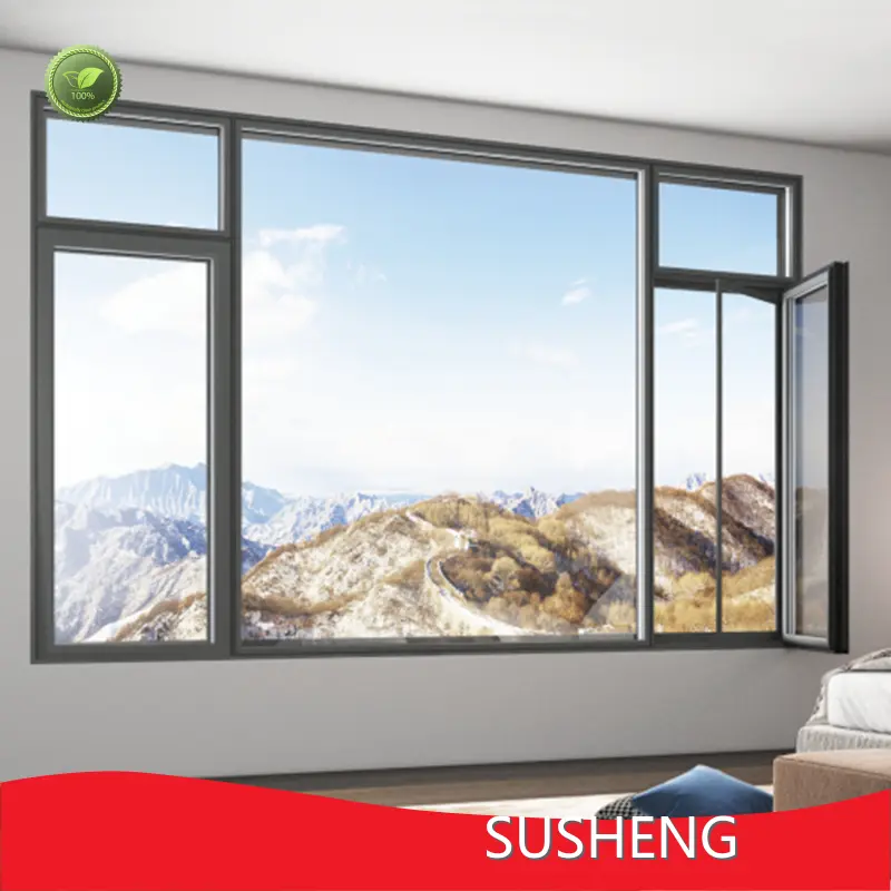 SUSHENG Black Aluminium Sliding Windows Factory Price for Bathroom 1