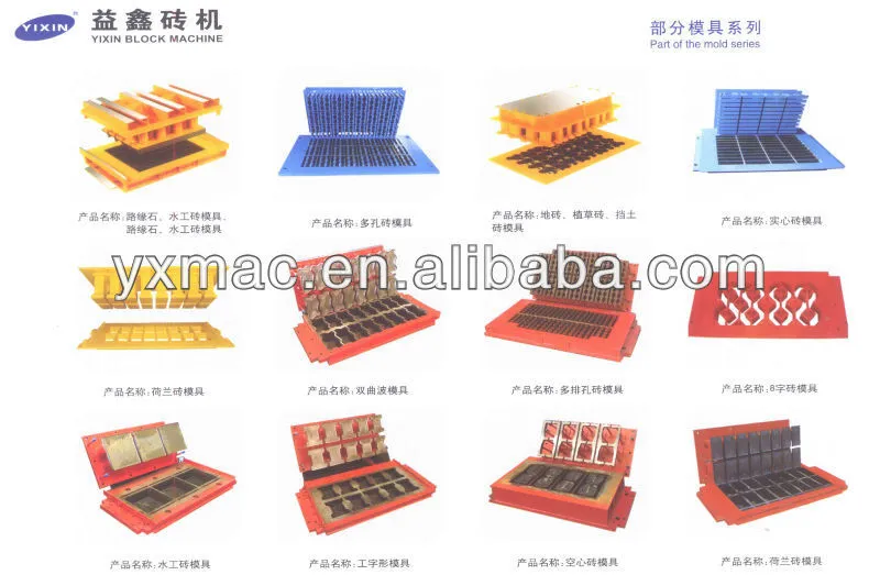 Molde de bloque de adoquín de acero duradero personalizado Yixin para varios moldes de bloque 1