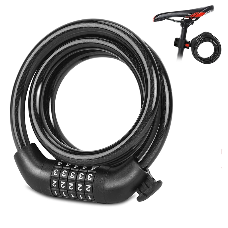 Steel Bike Cable Lock With Bracket Five Digit Adjustable Password YMCL001 1