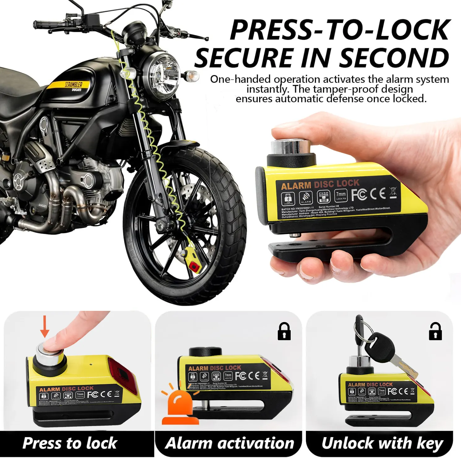 UMEDO Lock Lock for Motorcycle with Alarm Factory Price 2