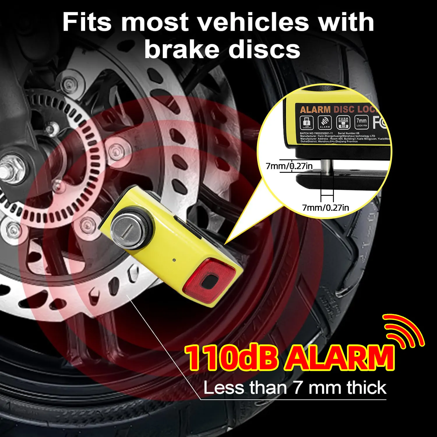 UMEDO Lock Lock for Motorcycle with Alarm Factory Price 3