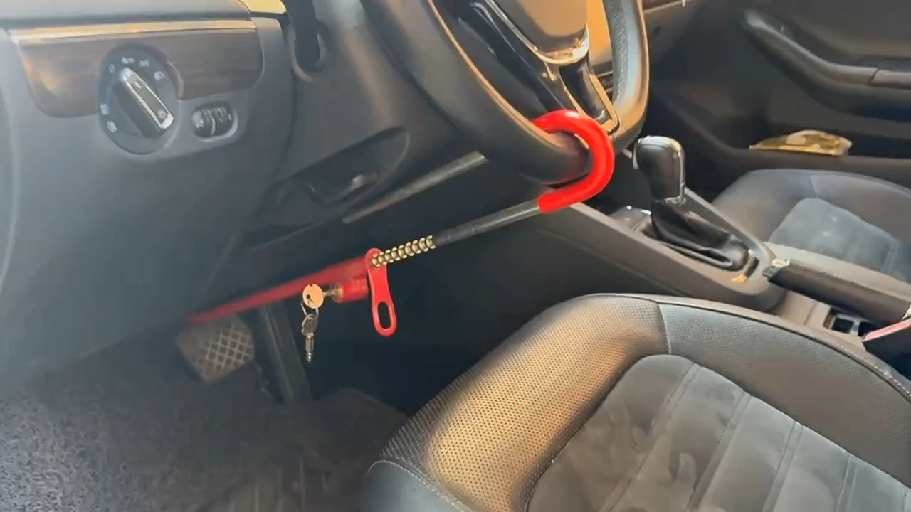 UMEDO Car Anti-Theft Lock, Steering Wheel Lock, Multi-Functional Brake Lock, Brake Pedal & Clutch Lock YMSWL30 1