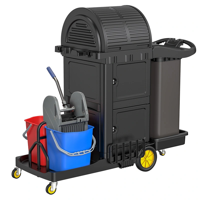 KH08190 Multifunction Restaurant hotel cleaning trolley cart Janitor cart Service cart with mop Bucket 1