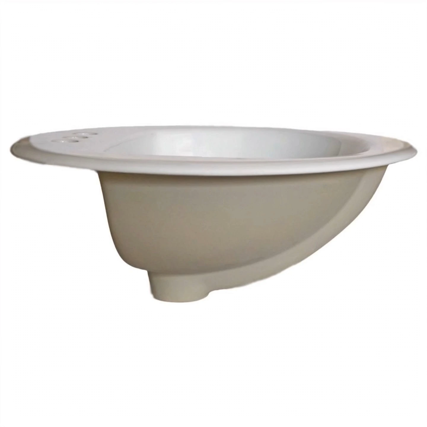 Round drop-in ceramic bathroom sink with overflow and 3 faucet holesJ Elegant style and durable 1