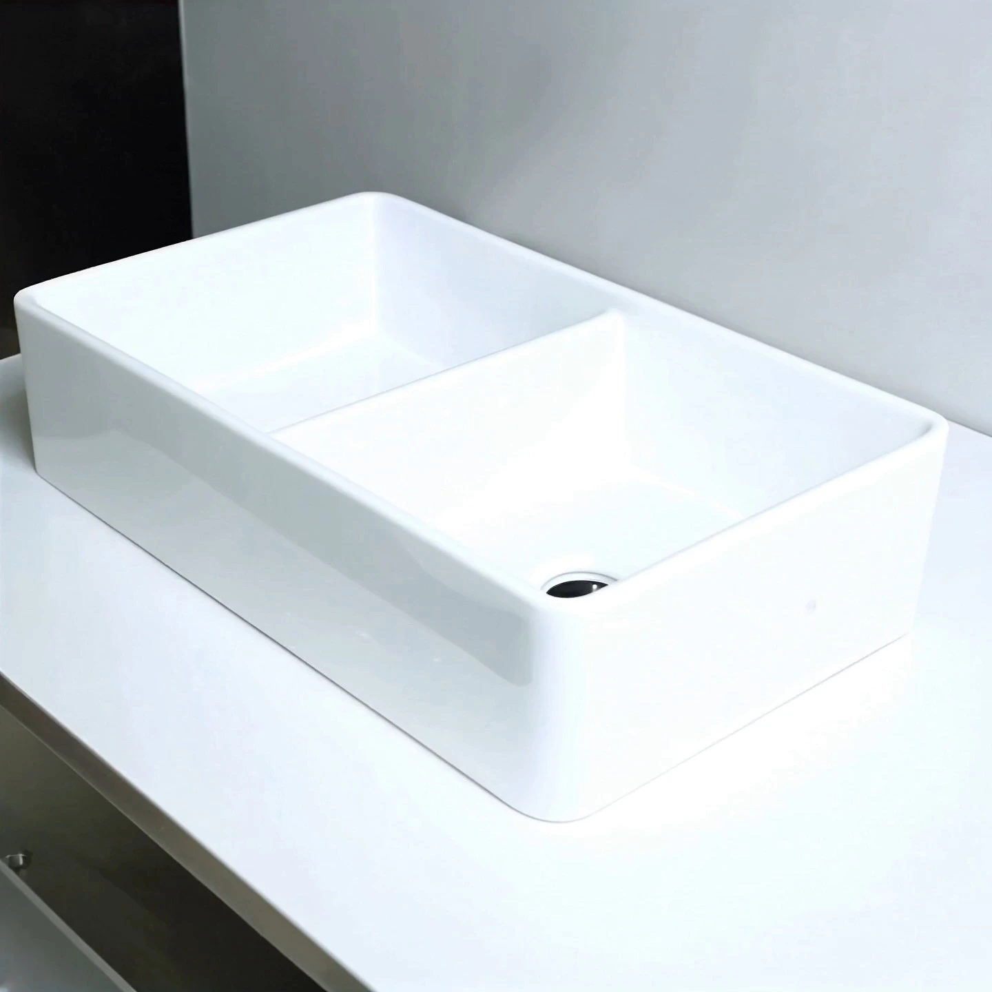 White ceramic apron kitchen sink with double bowl is suitable for all kitchens 1