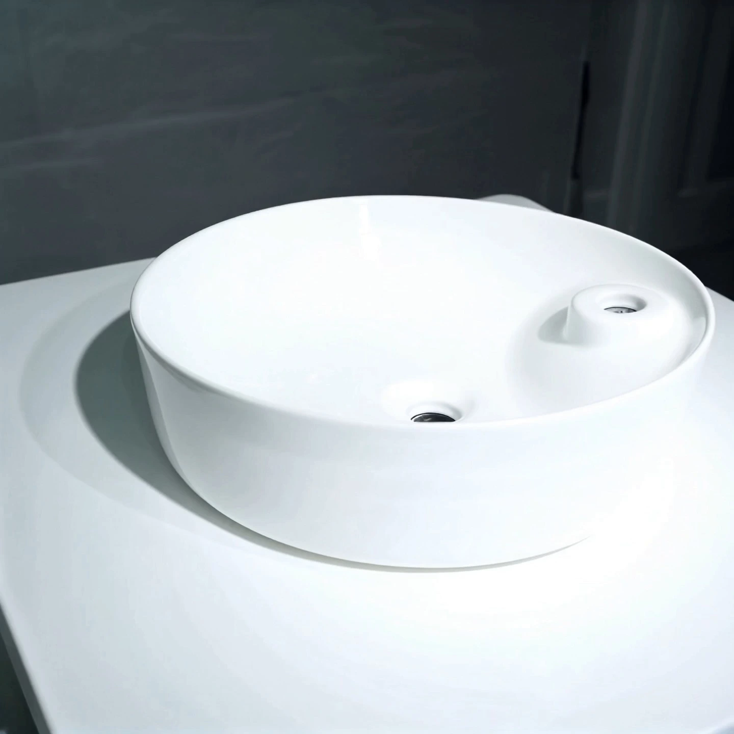 Round ceramic art sink on countertop made of ceramic for home decoration 1