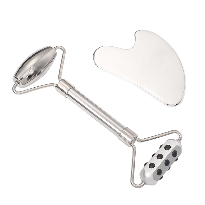 Germanio Rodillo de acero inoxidable Gua Sha Set Yingshang OEM OED ODM RODOLLO GENERMENO Rodillo de acero inoxidable Acero inoxidable Gua Sha 1