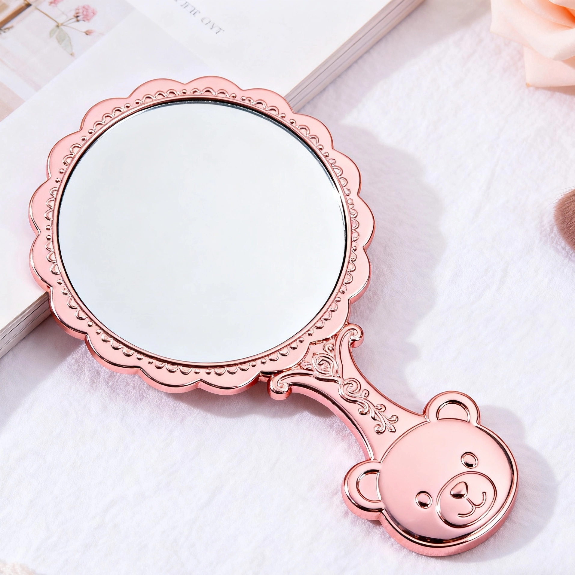 Pink Compact Mirror Single-Sided Handheld Mirror For Travel Yingshang 1