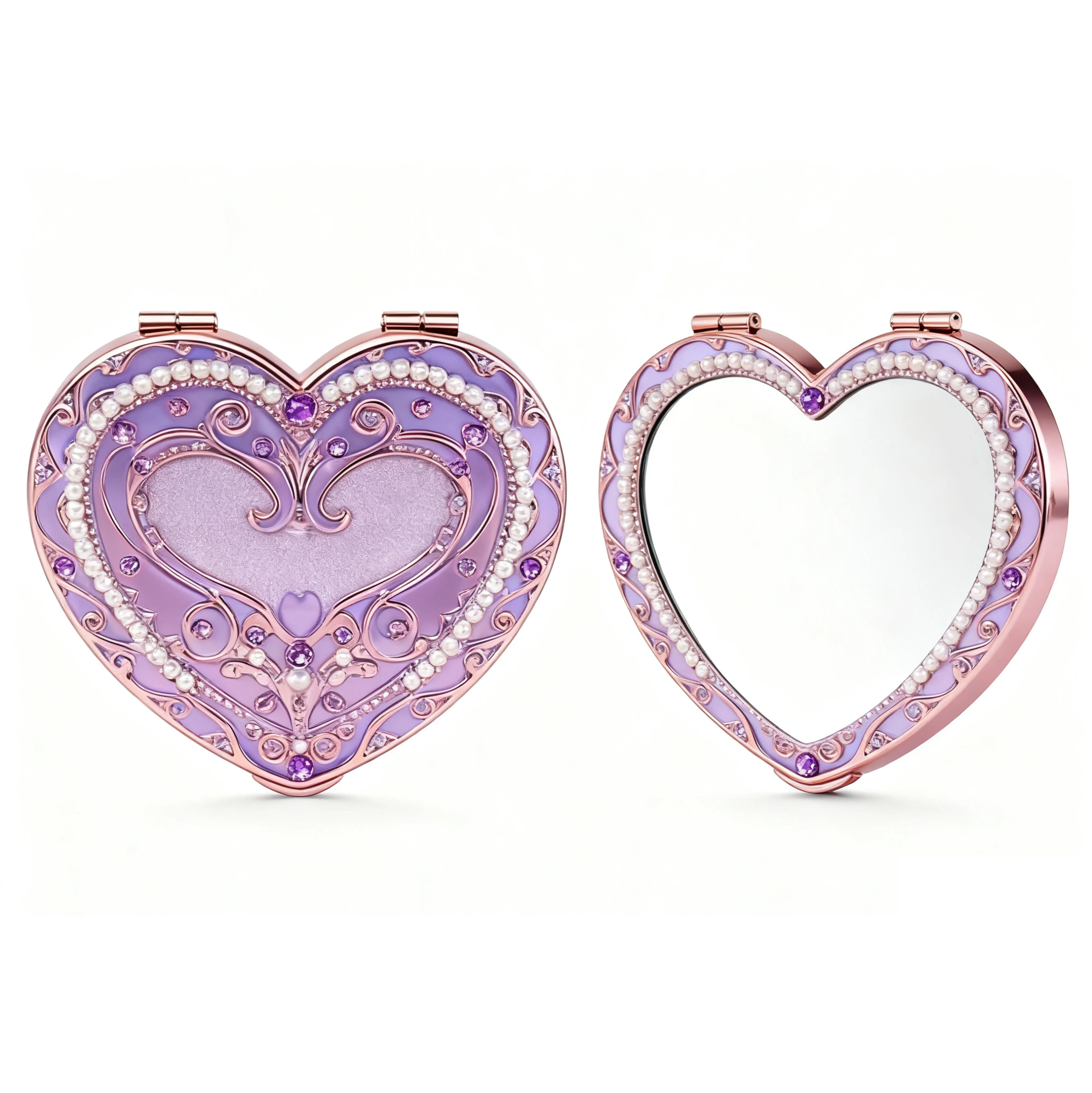 Purple Compact Mirror 60mm Metal Case For Pocket Yingshang 1