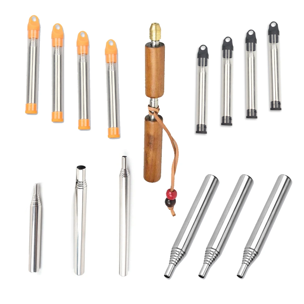 Soplete de acero inoxidable - Extensible y portátil, para encender fuego en exteriores, para acampar, con tubo de fuego. 1