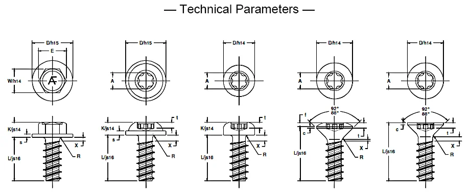 Vis à tête Torx à filetage zingué de vente chaude 6