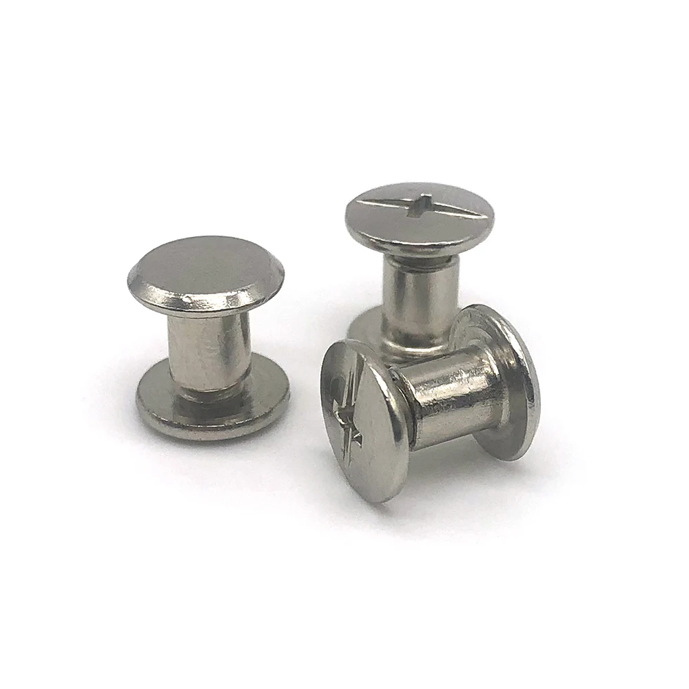 Tornillos Chicago con cabeza avellanada, tornillos sexuales de acero inoxidable para cuero 5
