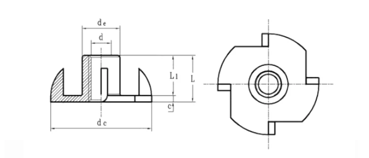 Quincaillerie de meubles raccord canapé chaise acier noir quatre griffes écrou meubles écrous 6
