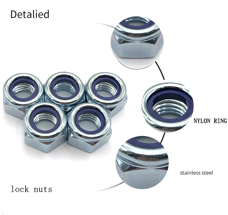 DIN985 M3 M6 M8 ナイロン ロック ナット 4.8 電流を通された六角ナイロン インサート六角ロック ナット 7