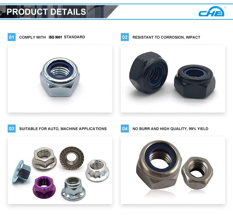 DIN985 M3 M6 M8 ナイロン ロック ナット 4.8 電流を通された六角ナイロン インサート六角ロック ナット 11