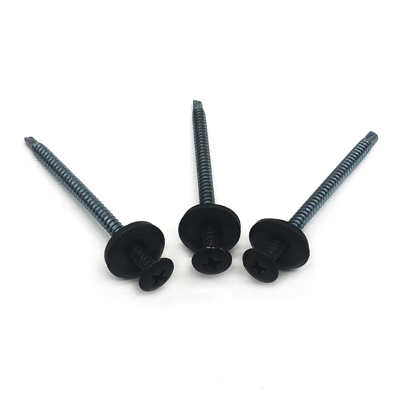 Tornillos de perforación de cabeza plana de acero al carbono con arandela de goma de fabricación China 1