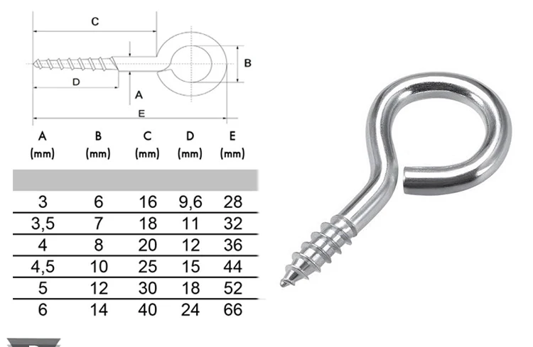 Parafuso de olhal de alta qualidade em aço inoxidável M3 M4 M5 Parafusos de olhal 4