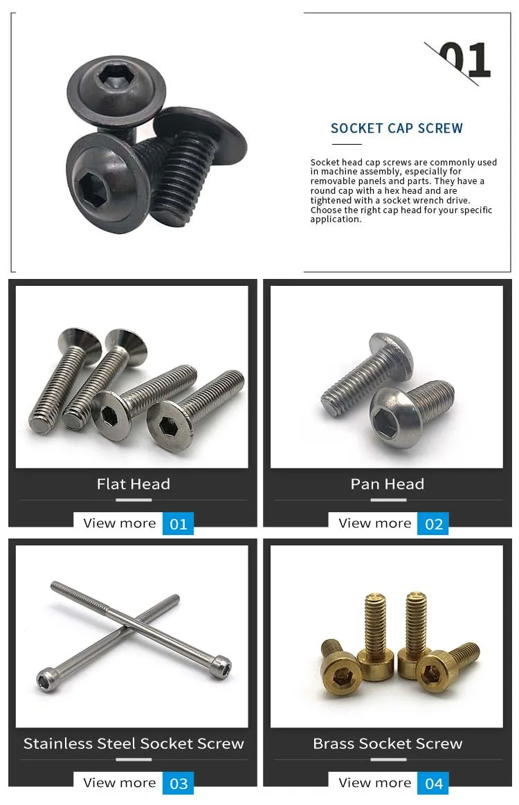 Parafusos de soquete parafuso de soquete de cabeça de aço inoxidável 12