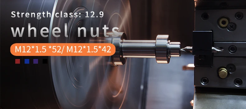 Chine vente en gros de voiture personnalisée à pointes bleu rouge noir violet M12x1.5x52 écrou de roue 2