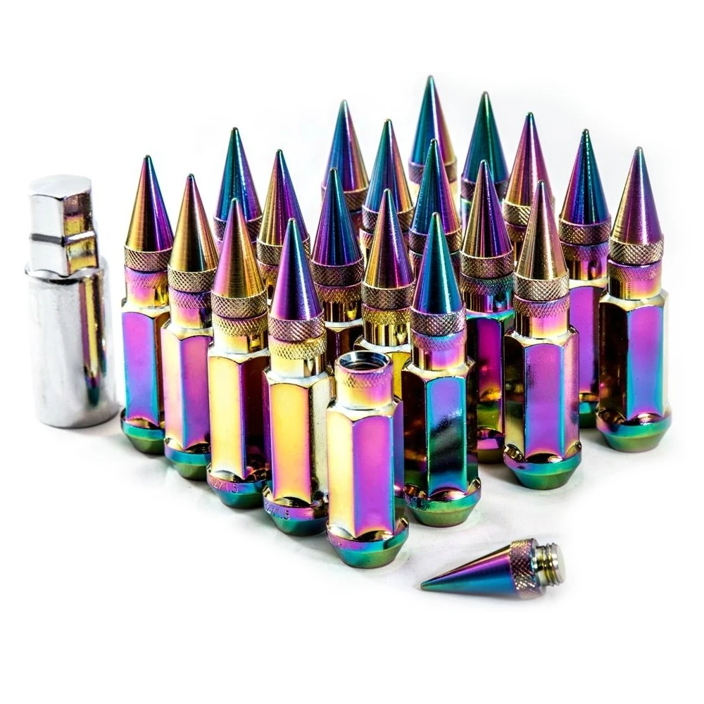 Chine vente en gros de voiture personnalisée à pointes bleu rouge noir violet M12x1.5x52 écrou de roue 6