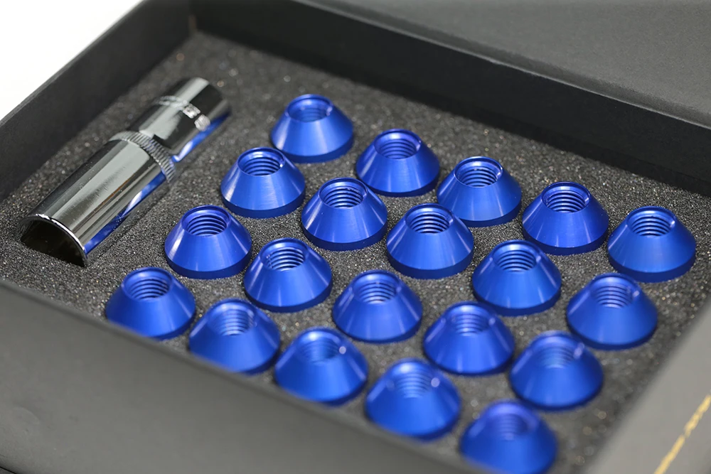 Chine vente en gros de voiture personnalisée à pointes bleu rouge noir violet M12x1.5x52 écrou de roue 9