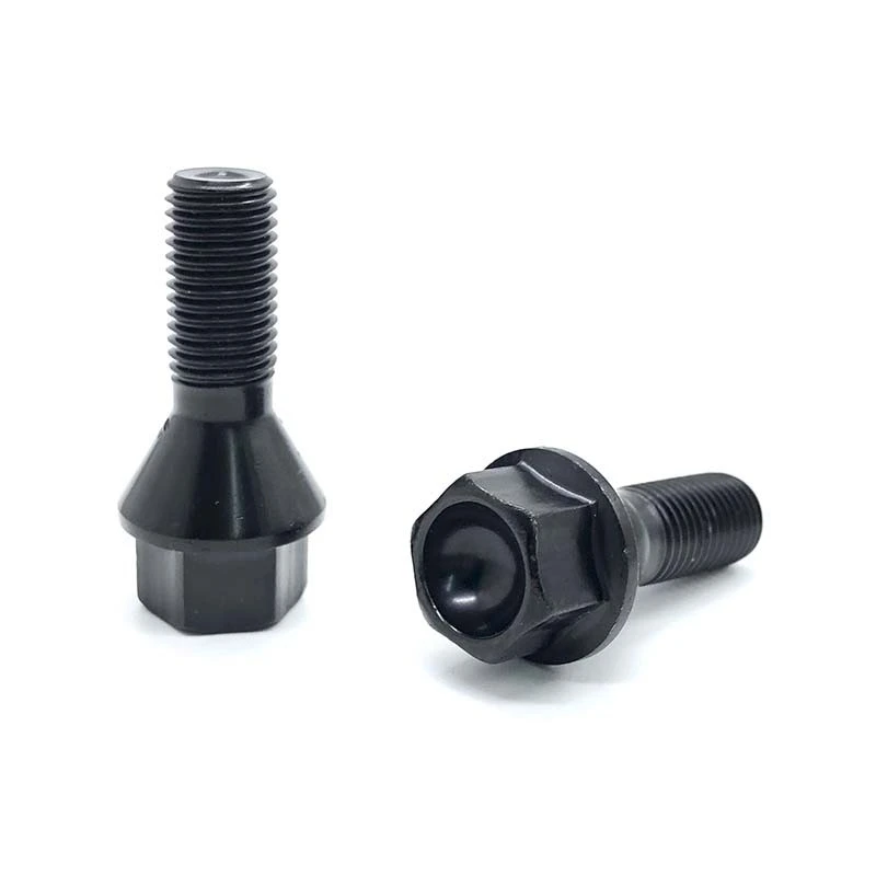 Perno de orejeta de rueda de coche hexagonal de asiento cónico de color cromado 1