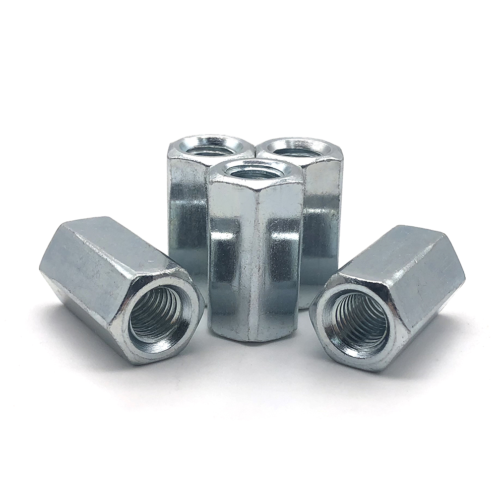 Porca de tambor de manga hexagonal DIN 6334 com rosca de aço carbono longa porcas de acoplamento sextavadas 3