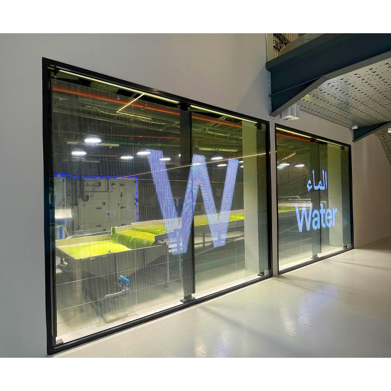 Pantalla LED transparente para tienda de ropa Panel de pared de pantalla LED transparente gigante de 1000*1000mm 3
