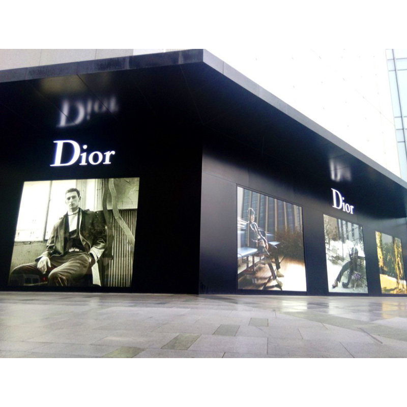 Pantalla LED transparente para tienda de ropa Panel de pared de pantalla LED transparente gigante de 1000*1000mm 14