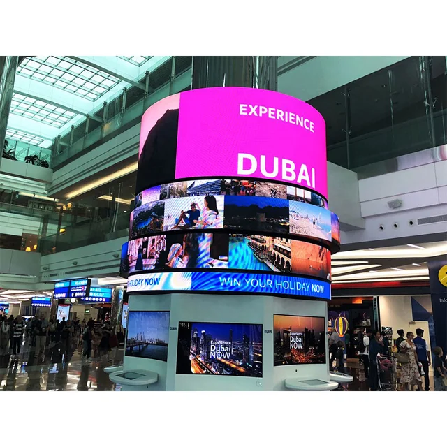 Indoor 360 Degree Curved Round LED Display P1.875 P2 P2.5 Soft LED Panel High Refresh Rate Flexible LED Screen For Trade show 2