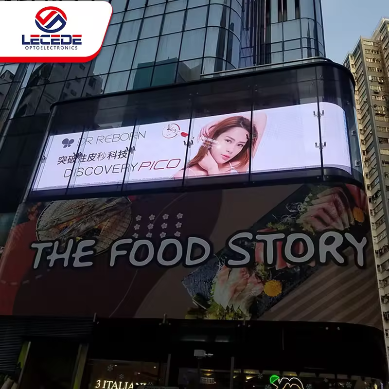 ม่านหน้าต่างกระจกในร่มกลางแจ้งจอแสดงผล LED โปร่งใสหน้าจอ Flim P3.91-7.8 โฆษณาผนังวิดีโอห้างสรรพสินค้า 2