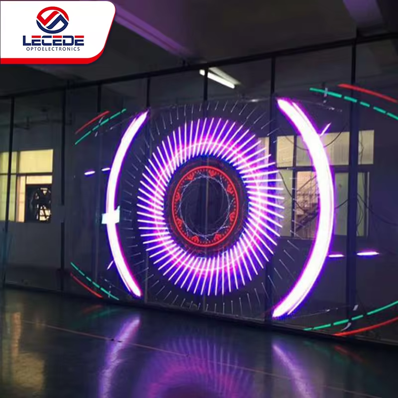 จอแสดงผล LED โปร่งแสงคุณภาพดีที่สุด ความโปร่งใส 95% ขนาด P3.91-7.82 สำหรับติดผนัง จอแสดงผล LED โปร่งแสงน่ารักสำหรับเทศกาลคริสต์มาส 2