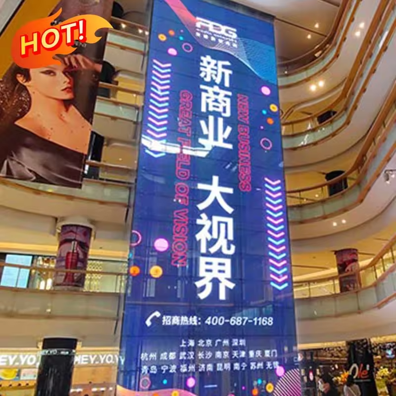 จอแสดงผล LED โปร่งแสงคุณภาพดีที่สุด ความโปร่งใส 95% ขนาด P3.91-7.82 สำหรับติดผนัง จอแสดงผล LED โปร่งแสงน่ารักสำหรับเทศกาลคริสต์มาส 3