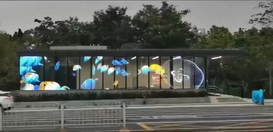 Schermo di pellicola a LED flessibile trasparente tende esterno in vetro 1