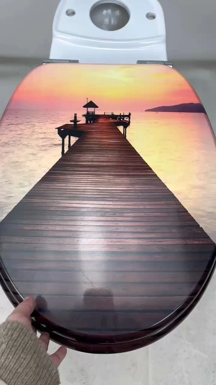 Fanmitrk Tapa Inodoro MDF 1816 Madera-Madera Fijación Superior Sunset 1