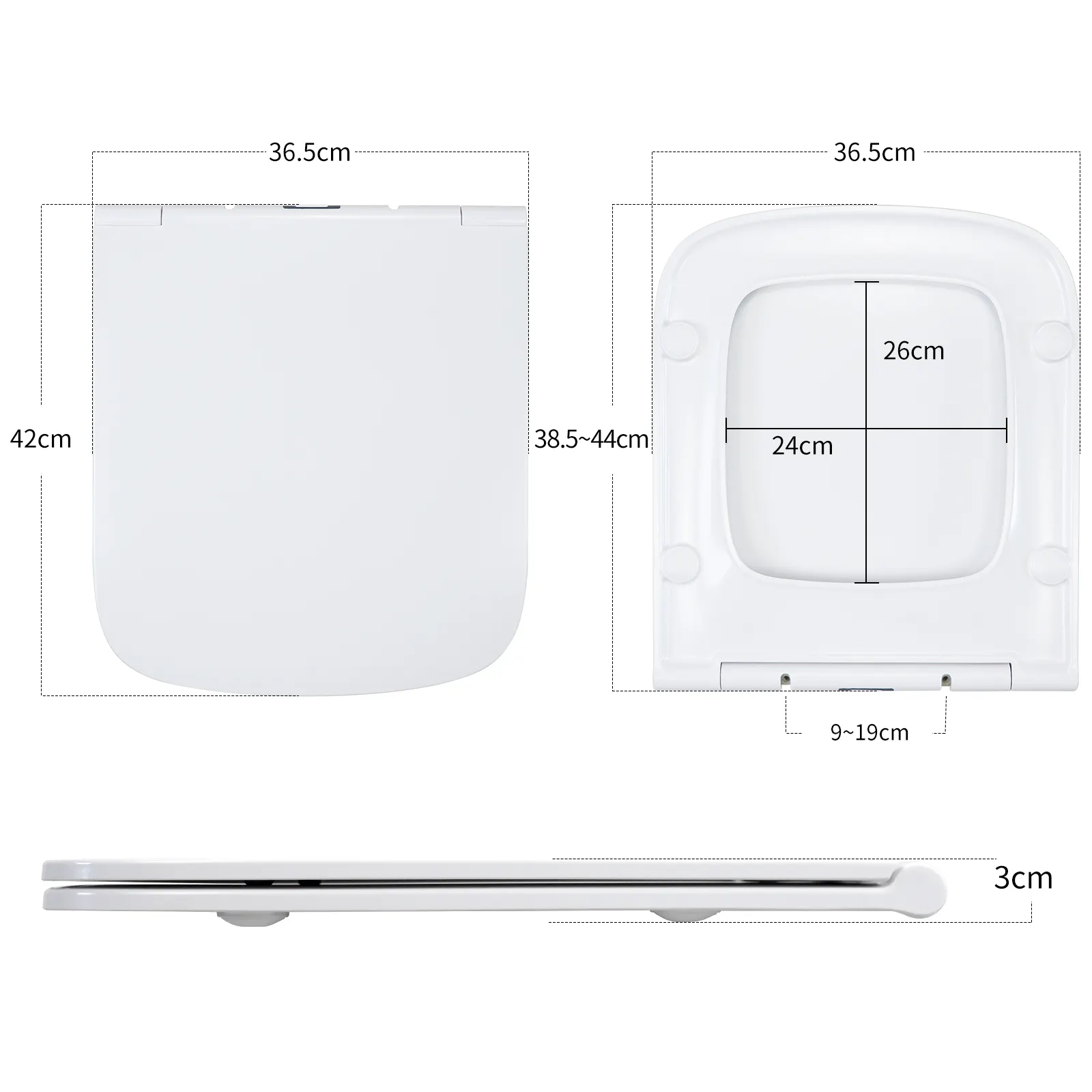 Quick Release Toilet Seat Square - - Fanmitrk 6