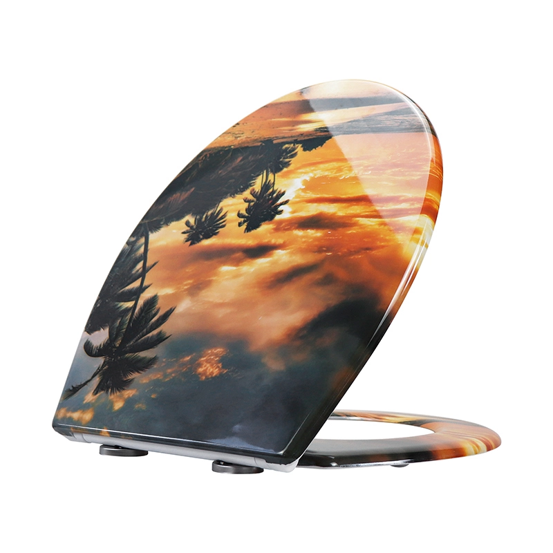 Fanmitrk Duroplast Toilettensitz 819-46 Soft Close Sonnenuntergangsmuster 1