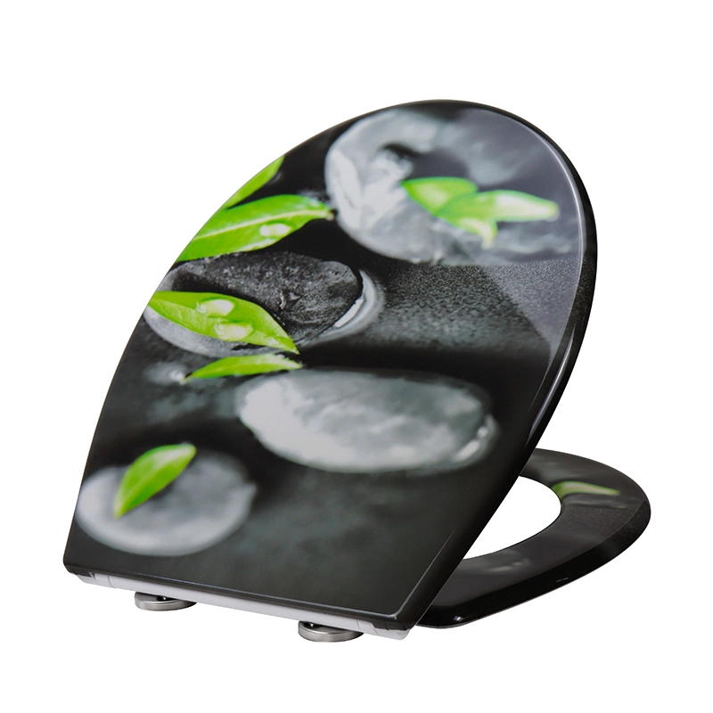 Fanmitrk Asiento de inodoro Duroplast 819-17 Cierre suave, estampado de piedra 1