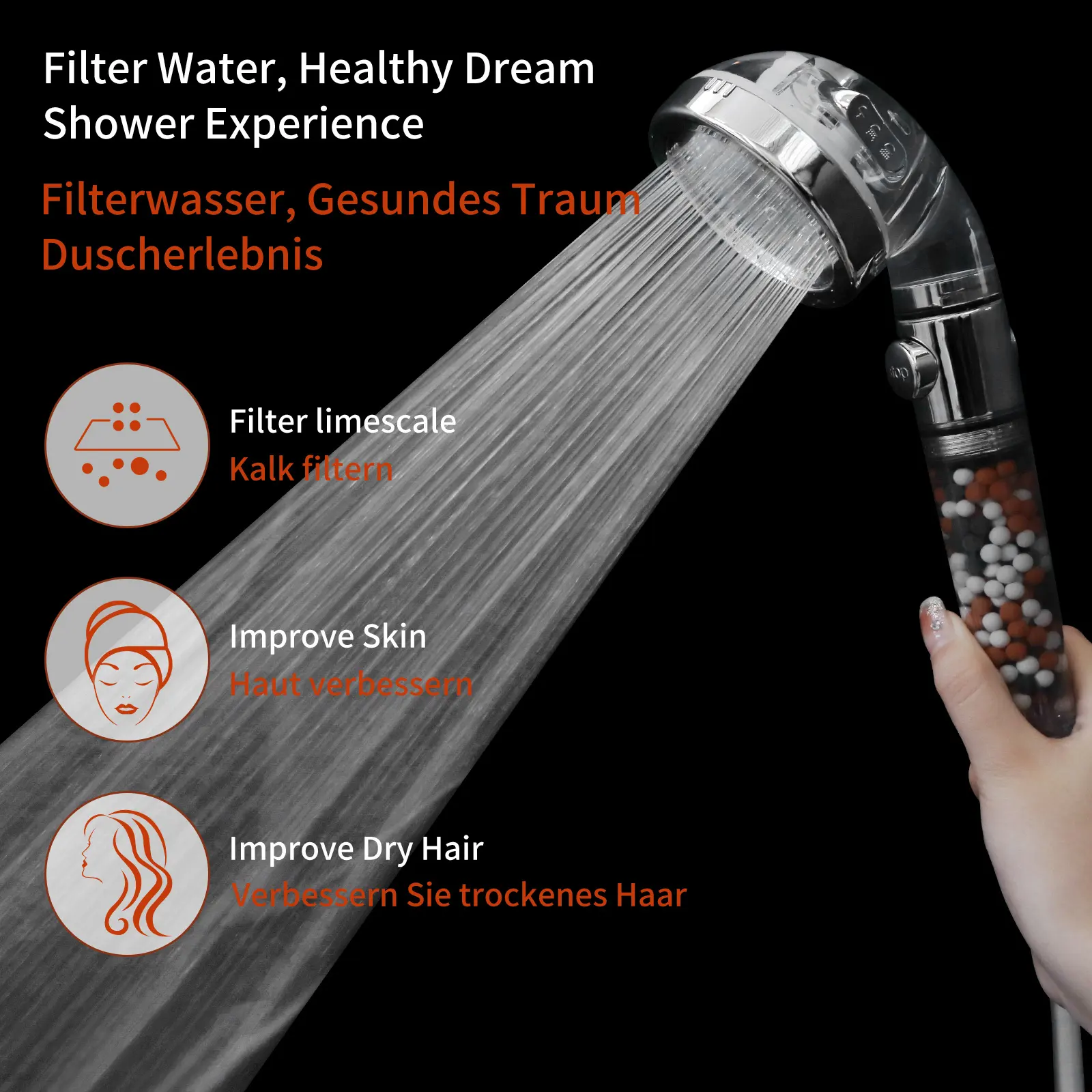 Filtered Shower Head with Beads by Fanmitrk 9